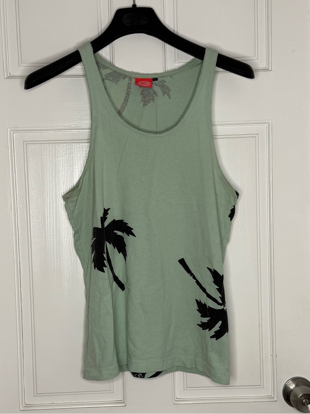 Light Green Palm-Print Tank Top
